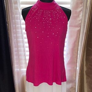 NWOT Hot pink and white sexy bling long top